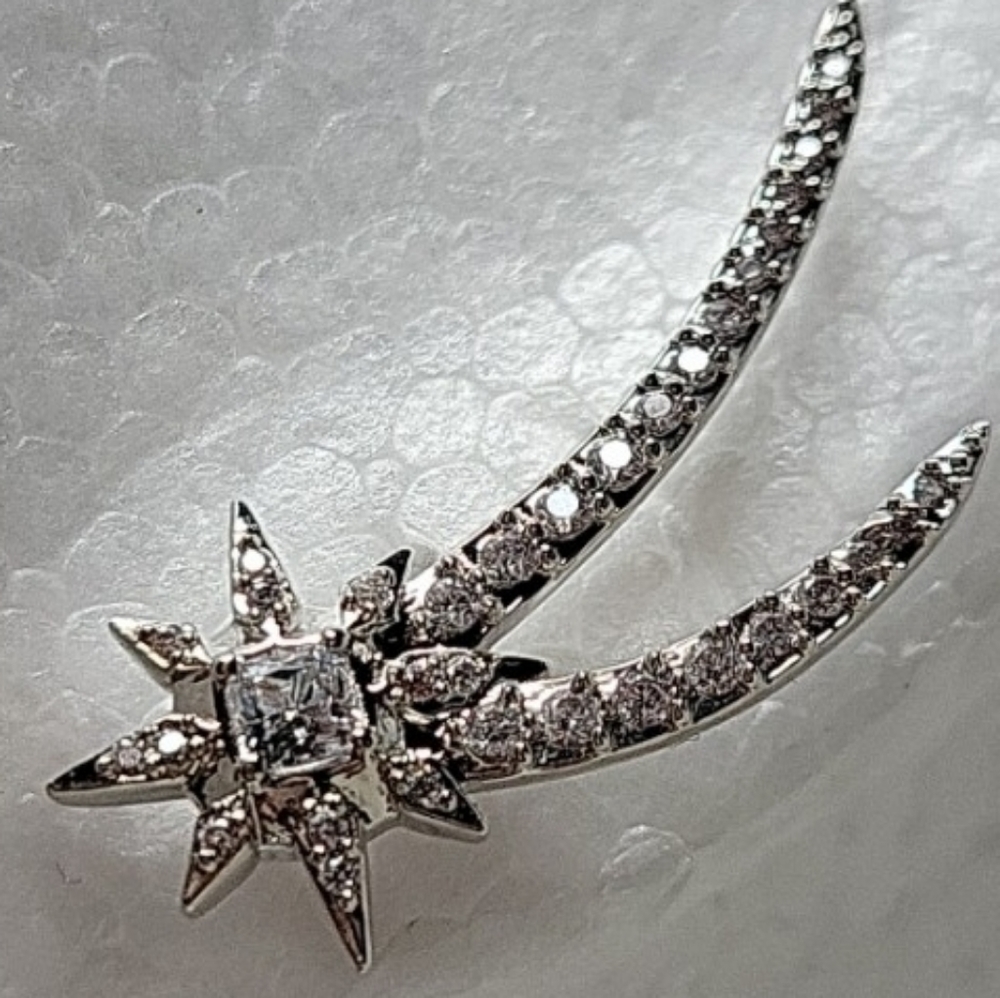 Nadri Starlit Star CZ Climber Earrings - Picture 7 of 10